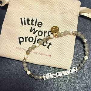 Little Word Project "Simplify" Beaded Bracelet in Gray and White